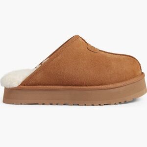 UGG PLATFORM Suede Slippers with Fur Lining